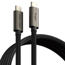 Ringke Type-C轉Type-C 240W Gen 2X2 超高速充電線, 黑色, 1個, 1m