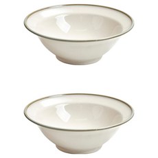 陶瓷麵碗, 2個, 綠色邊框