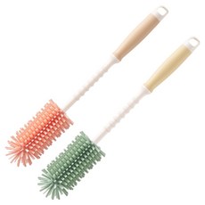 FLaiTO 鉑金矽膠Washcle清潔刷具2件組 33cm, 1套, 薄荷綠 + 煙燻粉