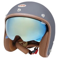 EVO 艾莉莎涼感系 內鏡復古騎士安全帽 附冰絲面罩, 消鐵灰