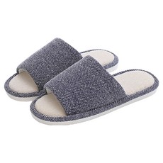 西格傢飾 棉麻軟Q底防滑居家拖鞋 L(42~43) 青灰色 舒適透氣, 1雙