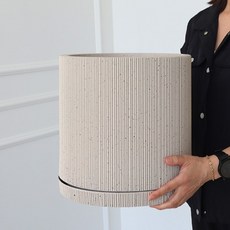 MORIANN Bertino塑膠花盆+底座組 2527, 1套, 砂米黃