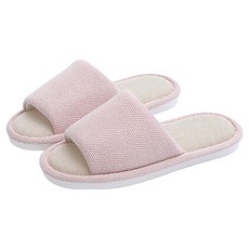 西格傢飾 棉麻居家拖鞋 軟Q防滑鞋底 親膚透氣, M(38~39), 粉色, 1雙
