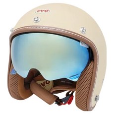 EVO 艾莉莎涼感系 內鏡復古騎士安全帽 附冰絲面罩, 伯爵奶