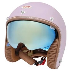 EVO 艾莉莎涼感系 內鏡復古騎士安全帽 附冰絲面罩, 丁香紫