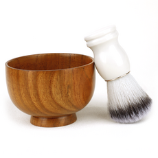 Greenual 男士理髮廳刮鬍碗+刮鬍刷套裝 木質白, 1個, 刮鬍碗 + 刮鬍刷