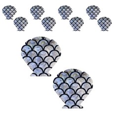 Kelbon 特殊圖案胸貼 銀色貝殼鐳射, 10個