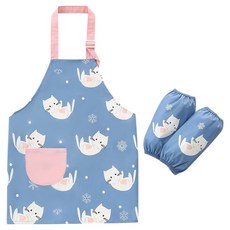 투데이리빙 바른리빙 베베코 방수 어린이 앞치마 M + 토시 FREE 세트, 고양이, 1개