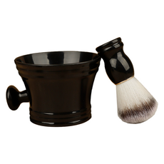 Loft Market 起泡碗刮鬍修容刷具組 黑色 單一尺寸, 1套, 刮鬍刷 + 碗