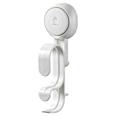 TAILI 太力 吸盤衛浴臉盆雙層掛勾 L177 免釘安裝, 白色, 1個