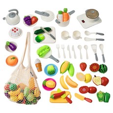 PLAYMAX 蔬菜水果切切樂家家酒50件組 + 網袋組, 1套, 混合色