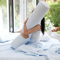 BasicTone 條紋絎縫涼感抱枕, 藍色