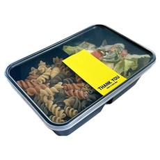 Tinapicnic 兩格拋棄式餐盒 黑色 20入 + 感謝貼紙 黃色 20入 套組, 1套