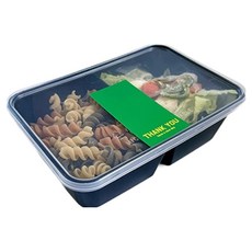 Tinapicnic 2格黑色一次性容器 20p + 綠色感謝貼紙 20p 套組, 1套