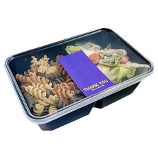 Tinapicnic 雙格黑色一次性容器 20入 + 感謝貼紙 紫色 20入 組合, 1套