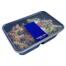 Tinapicnic 2格黑色一次性容器 20入 + 藍色感謝貼紙 20入 套組, 1套