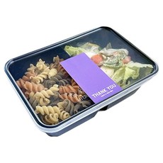 Tinapicnic 2格黑色一次性容器 20入 + 淡紫色感謝貼紙 20入 套組, 1套