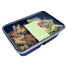 Tinapicnic 2格黑色一次性容器 20入 + 淺綠色感謝貼紙 20入 套組, 1套