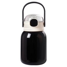 HIKARI 日光生活 不鏽鋼吸管大肚杯, 曜石黑, 500ml, 1個