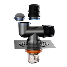 304不鏽鋼洗衣機雙排水地漏接頭 + 翻新貼, 1組, 黑色