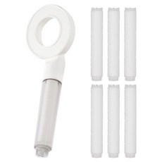 Home&Me Drizzle 寬環過濾蓮蓬頭 + 6入濾芯組, 1套, 白色