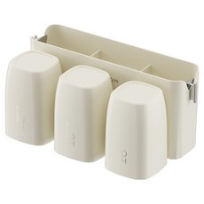 Mass生活好物 輕奢風極致簡約牙刷漱口杯架 附漱口杯 3個, 奶油白, 1組