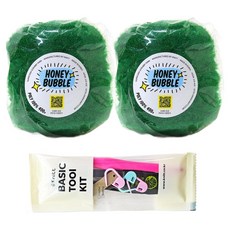 Knitt Honey Bubble 菜瓜布編織筒線 400g x 2入 + 基礎編織工具組, 35 綠色, 1套
