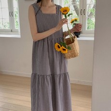 여성용 팡팡샵 C 썸머 체크 임산부 원피스