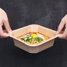 튼튼한 크라프트 사각 종이 일회용접시 500ml 14cm, 20개