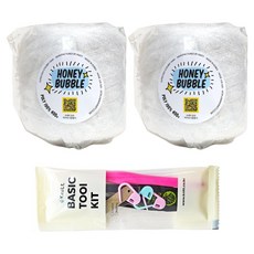 Knitt Honey Bubble 菜瓜布編織筒線 400g x 2入 + 基礎編織工具組, 01 白色, 1套