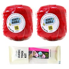 Knitt Honey Bubble 菜瓜布編織筒線 400g x 2入 + 基礎編織工具組, 09 紅色, 1套
