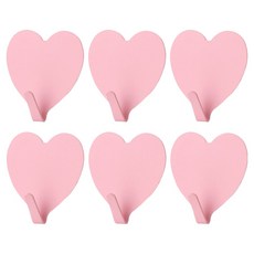 모나코올리브 무타공 핑크핑크 하트 후크, 연핑크, 6개