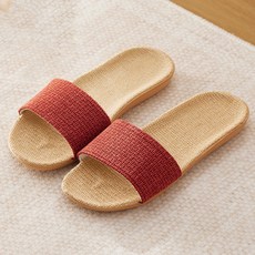 BonBon naturel 女款 簡約純色透氣亞麻涼拖鞋, 2雙, 紅色