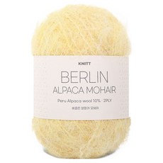 Knitt 柏林 羊駝馬海毛編織線 50g, 19 奶油黃, 1個