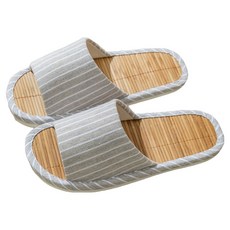 西格傢飾 簡約條紋竹編足底防滑涼爽居家拖鞋 卡其色, M(38~39), 1雙