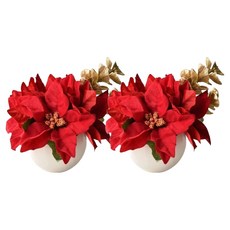 Meric Garden 高仿真 台灣手工限定聖誕紅小盆栽 2個, 1組, 紅色