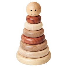 einbaum 頂級嬰幼兒原木套圈教具, 1個, 天然木色