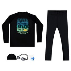 aquatica 兒童防磨衣上下身 AQA390 + AQA415 水陸兩用褲 泳帽 + 泳鏡 + 耳塞 + 透明防水袋套組