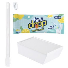 Easy drop 一次性馬桶清潔刷補充包12入 + 握把 + 專用掛勾 + 專用收納盒組合, 1套, 白色