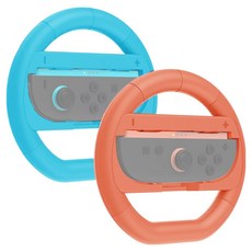 SPACE SHIELD 任天堂 Switch 2 Joy-Con 相容 賽車卡丁車 遊戲單手把 2件組, 1套, 單一商品, 天空藍, 霓虹珊瑚