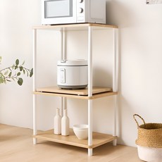 GAGURECIPE DIY智慧滑軌式微波爐架, 橡木白, 3層