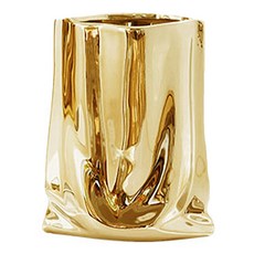好物良品 居家飾品電鍍雕塑皺摺藝術花瓶, 金色