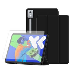 KANTAM 床墊套保護殼+強化玻璃螢幕保護貼組, 1套, 黑色