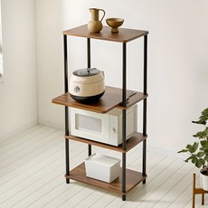 GAGURECIPE 抽拉板組裝式置物架/電器架, 4層, 胡桃木黑