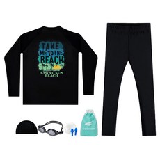 aquatica 兒童防磨衣上衣 + 水上運動緊身褲 + 一般泳鏡 + 耳塞 + 塑膠袋套裝 AQA390+AQA415