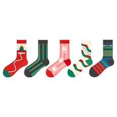 小麥購物 聖誕節襪子組 L095, 5雙, 聖誕戀歌