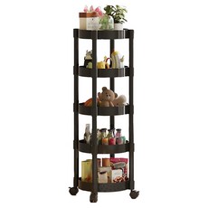 小麥購物 帶輪可移動收納儲物架, 黑色, 5層