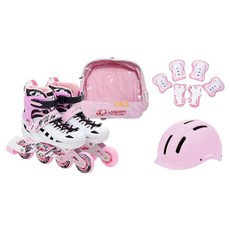 LANDWAY 兒童動感直排輪鞋 + 安全帽 + 護具 + 收納袋組合, 1個, 粉紅色