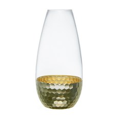 好物良品 簡約輕奢水晶玻璃金箔鑲色雙色花瓶 圓弧款, 金色