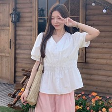 Seonbit 女款絲絨短袖襯衫